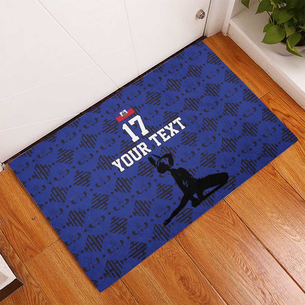 Custom Haiti Football Rubber Doormat Come on Les Grenadiers Blue Style