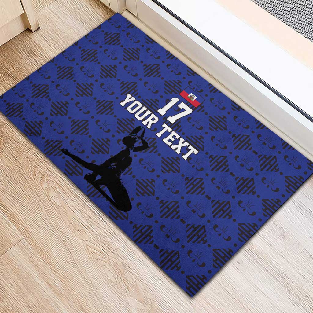 Custom Haiti Football Rubber Doormat Come on Les Grenadiers Blue Style