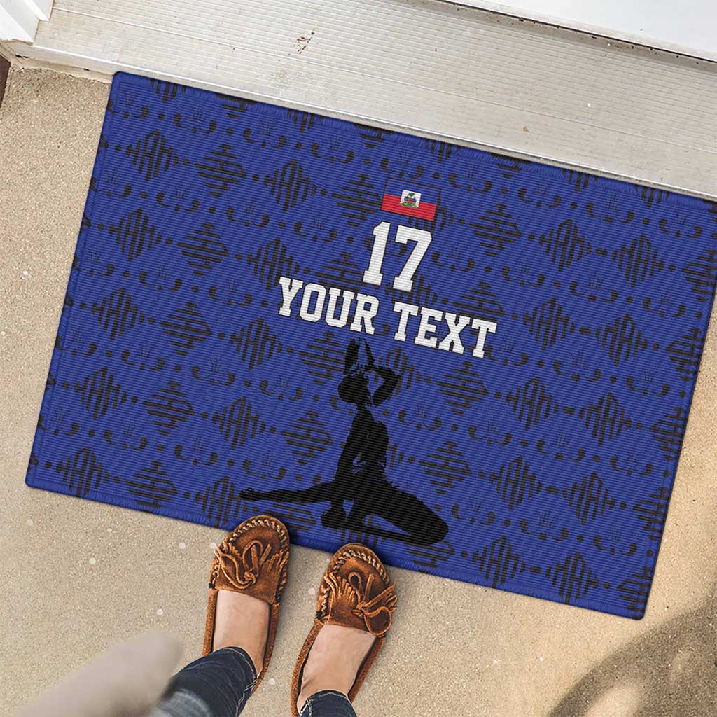 Custom Haiti Football Rubber Doormat Come on Les Grenadiers Blue Style