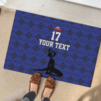 Custom Haiti Football Rubber Doormat Come on Les Grenadiers Blue Style