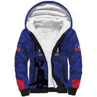 Custom Haiti Football Sherpa Hoodie Come on Les Grenadiers Blue Style