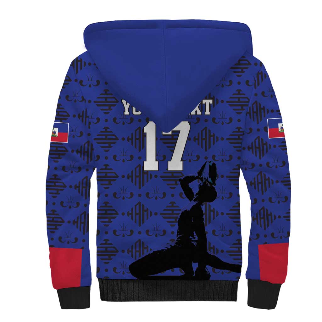 Custom Haiti Football Sherpa Hoodie Come on Les Grenadiers Blue Style