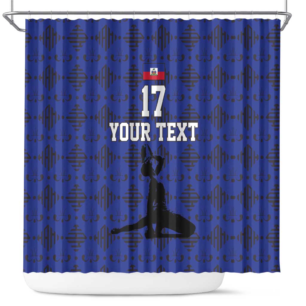Custom Haiti Football Shower Curtain Come on Les Grenadiers Blue Style