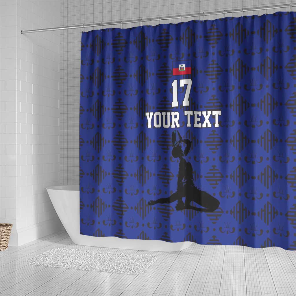 Custom Haiti Football Shower Curtain Come on Les Grenadiers Blue Style