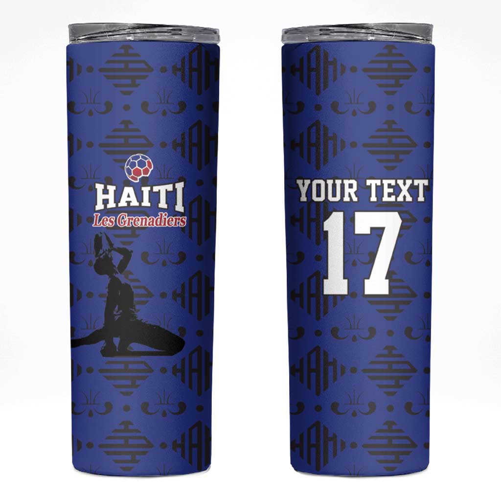 Custom Haiti Football Skinny Tumbler Come on Les Grenadiers Blue Style