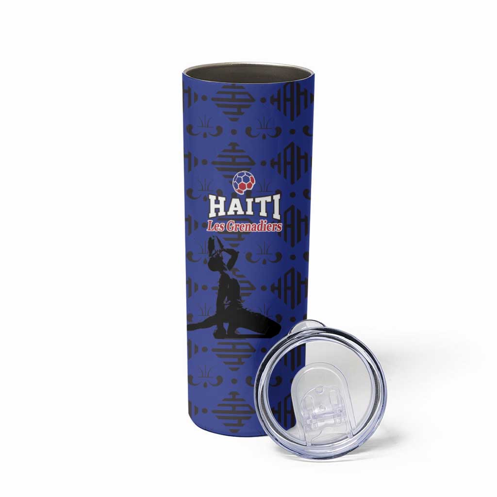 Custom Haiti Football Skinny Tumbler Come on Les Grenadiers Blue Style