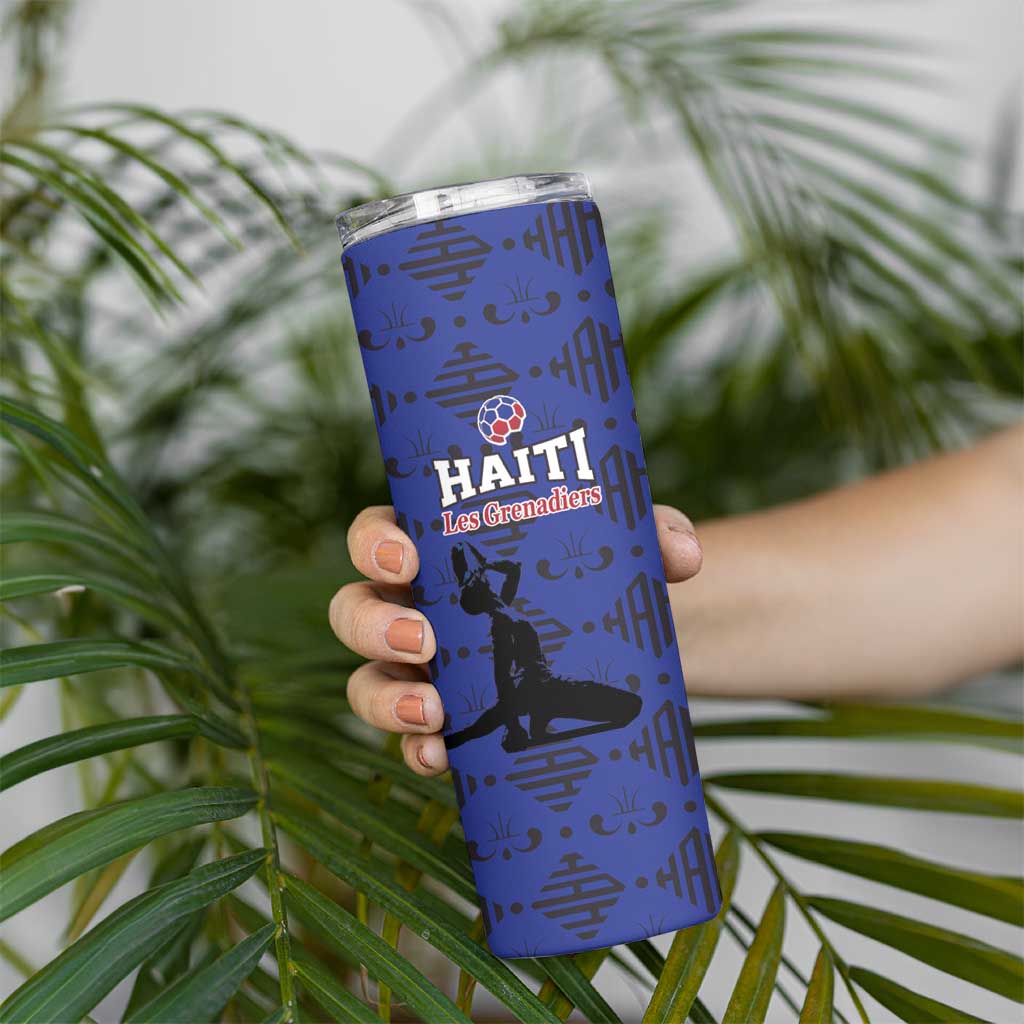 Custom Haiti Football Skinny Tumbler Come on Les Grenadiers Blue Style