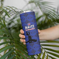 Custom Haiti Football Skinny Tumbler Come on Les Grenadiers Blue Style