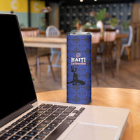 Custom Haiti Football Skinny Tumbler Come on Les Grenadiers Blue Style