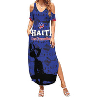 Custom Haiti Football Summer Maxi Dress Come on Les Grenadiers Blue Style