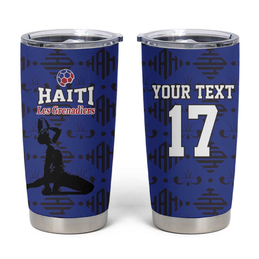 Custom Haiti Football Tumbler Cup Come on Les Grenadiers Blue Style