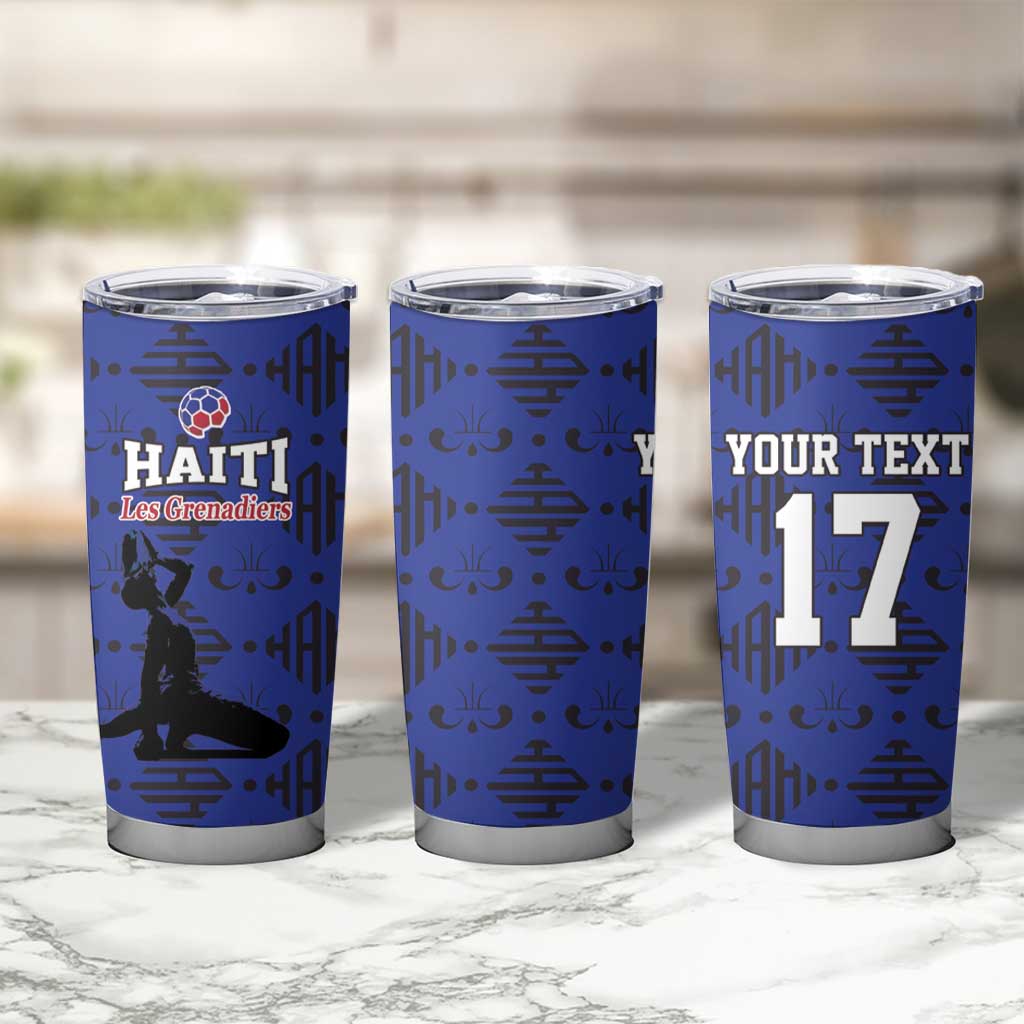 Custom Haiti Football Tumbler Cup Come on Les Grenadiers Blue Style