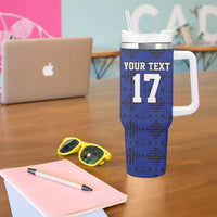 Custom Haiti Football Tumbler With Handle Come on Les Grenadiers Blue Style