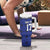 Custom Haiti Football Tumbler With Handle Come on Les Grenadiers Blue Style