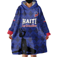 Custom Haiti Football Wearable Blanket Hoodie Come on Les Grenadiers Blue Style