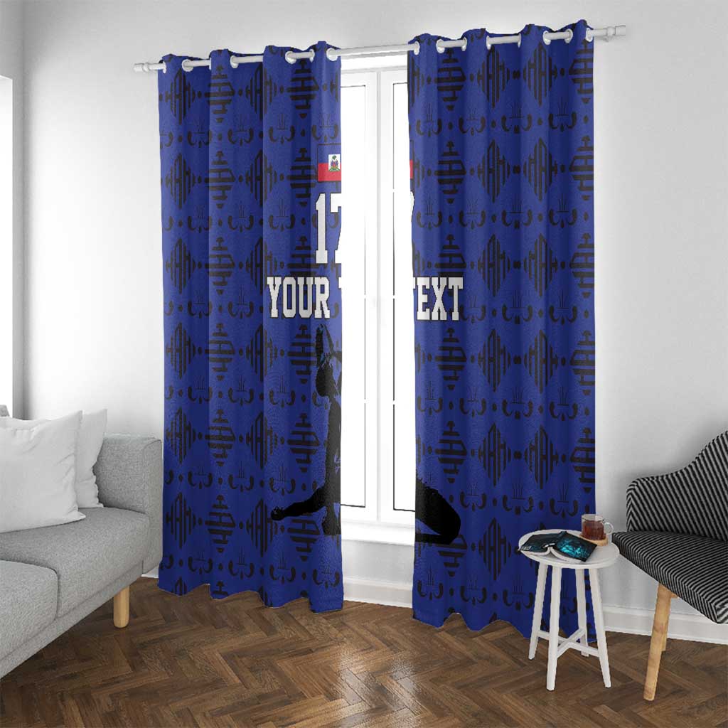 Custom Haiti Football Window Curtain Come on Les Grenadiers Blue Style