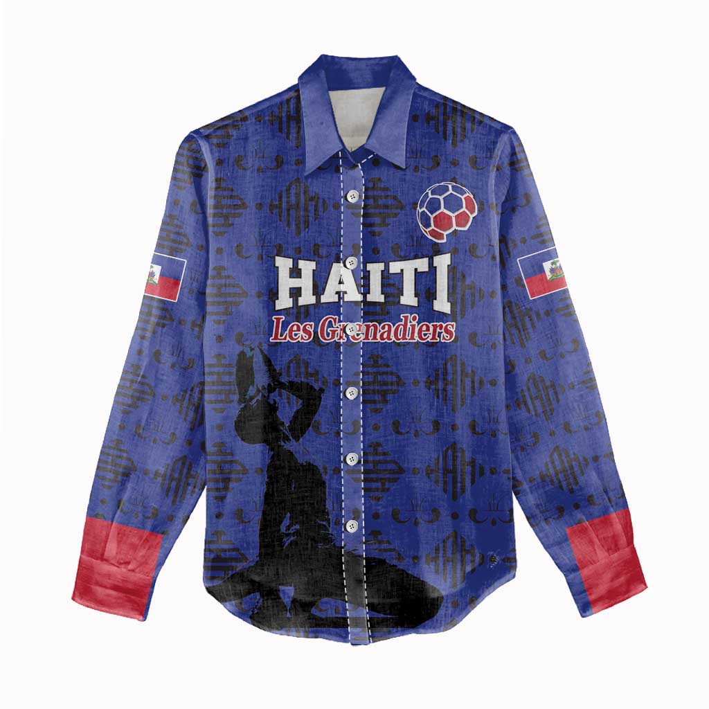 Custom Haiti Football Women Casual Shirt Come on Les Grenadiers Blue Style