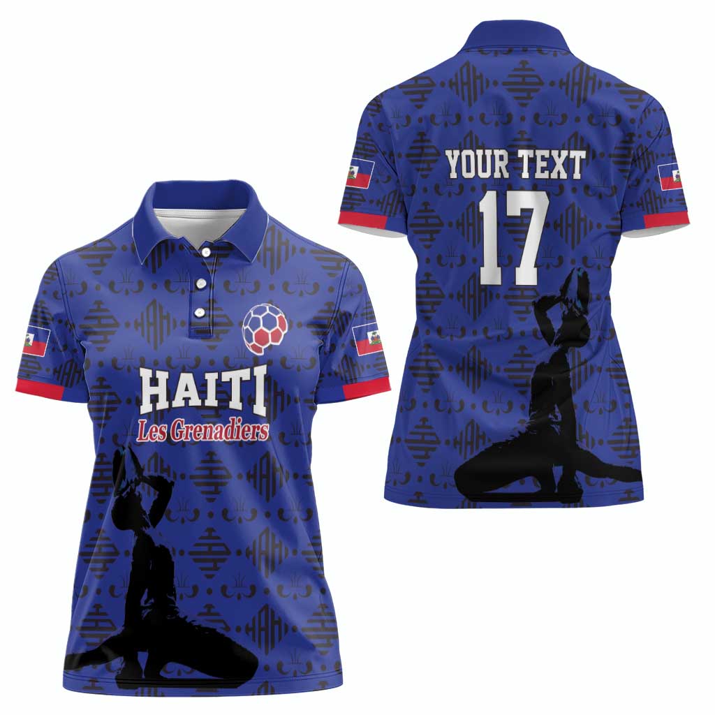 Custom Haiti Football Women Polo Shirt Come on Les Grenadiers Blue Style