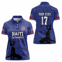 Custom Haiti Football Women Polo Shirt Come on Les Grenadiers Blue Style