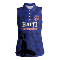 Custom Haiti Football Women Sleeveless Polo Shirt Come on Les Grenadiers Blue Style