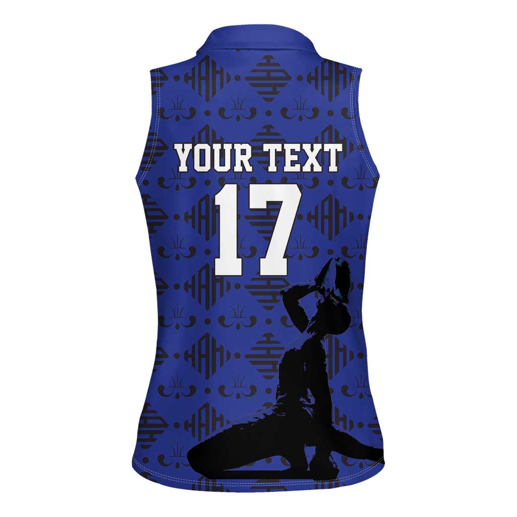 Custom Haiti Football Women Sleeveless Polo Shirt Come on Les Grenadiers Blue Style