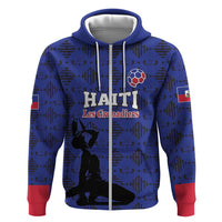 Custom Haiti Football Zip Hoodie Come on Les Grenadiers Blue Style