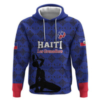 Custom Haiti Football Zip Hoodie Come on Les Grenadiers Blue Style