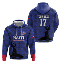 Custom Haiti Football Zip Hoodie Come on Les Grenadiers Blue Style