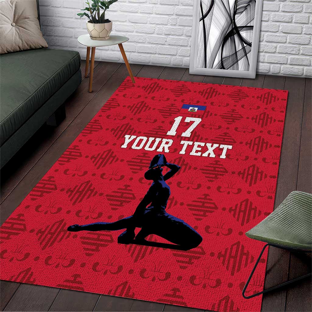 Custom Haiti Football Area Rug Come on Les Grenadiers Red Style