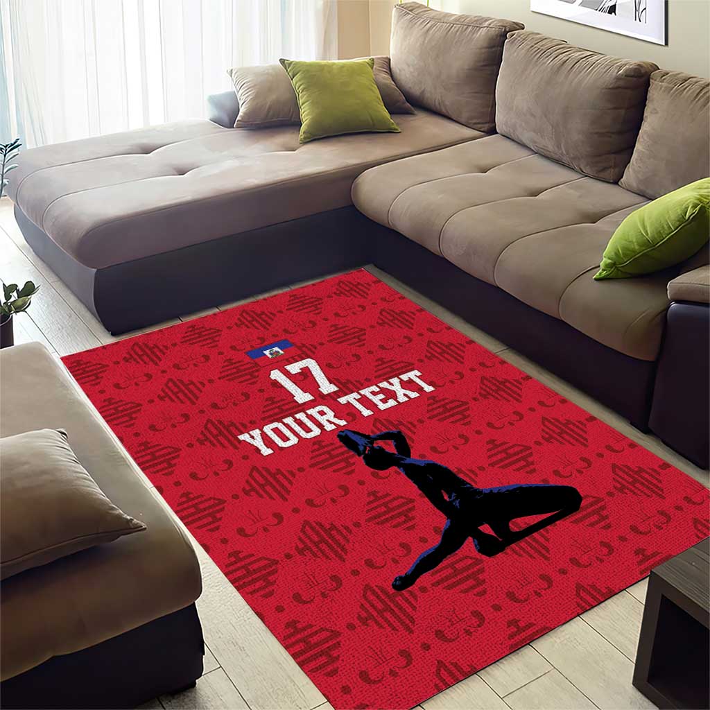 Custom Haiti Football Area Rug Come on Les Grenadiers Red Style