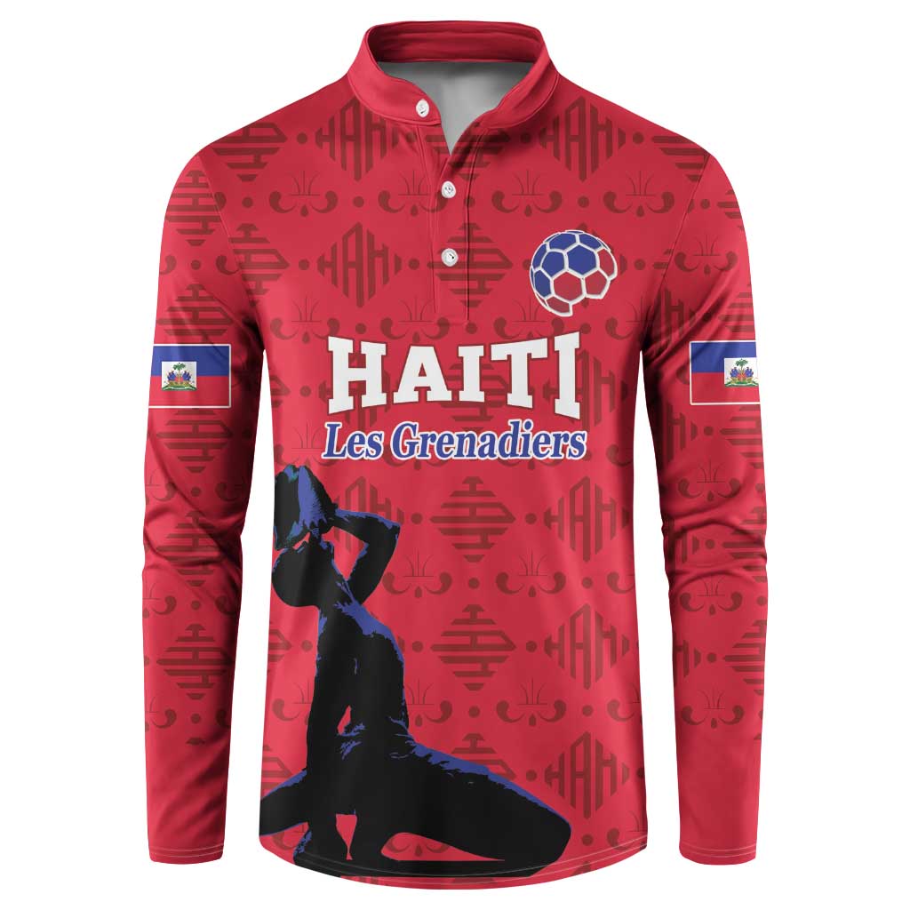 Custom Haiti Football Button Sweatshirt Come on Les Grenadiers Red Style