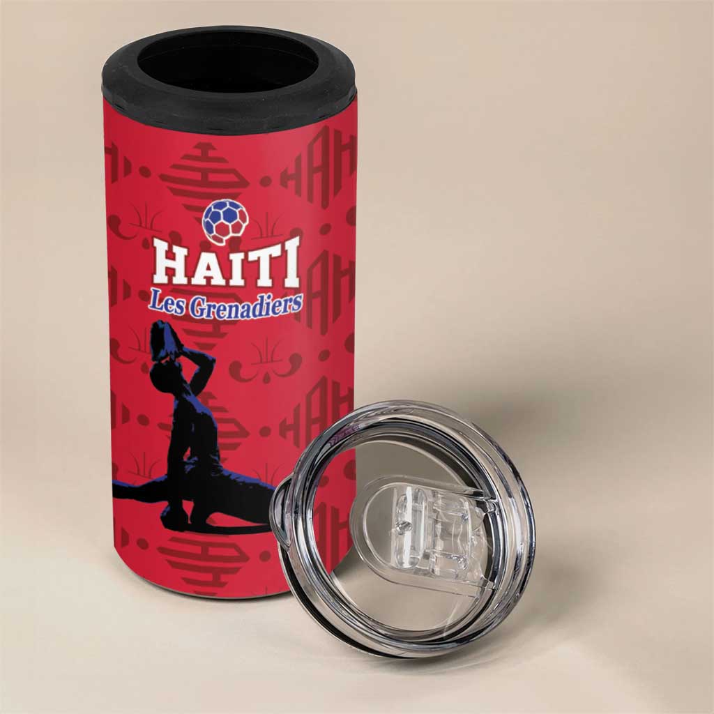 Custom Haiti Football 4 in 1 Can Cooler Tumbler Come on Les Grenadiers Red Style