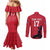 Custom Haiti Football Couples Matching Mermaid Dress and Long Sleeve Button Shirt Come on Les Grenadiers Red Style