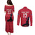 Custom Haiti Football Couples Matching Puletasi and Long Sleeve Button Shirt Come on Les Grenadiers Red Style