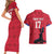 Custom Haiti Football Couples Matching Short Sleeve Bodycon Dress and Hawaiian Shirt Come on Les Grenadiers Red Style