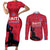Custom Haiti Football Couples Matching Short Sleeve Bodycon Dress and Long Sleeve Button Shirt Come on Les Grenadiers Red Style