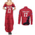 Custom Haiti Football Couples Matching Summer Maxi Dress and Long Sleeve Button Shirt Come on Les Grenadiers Red Style