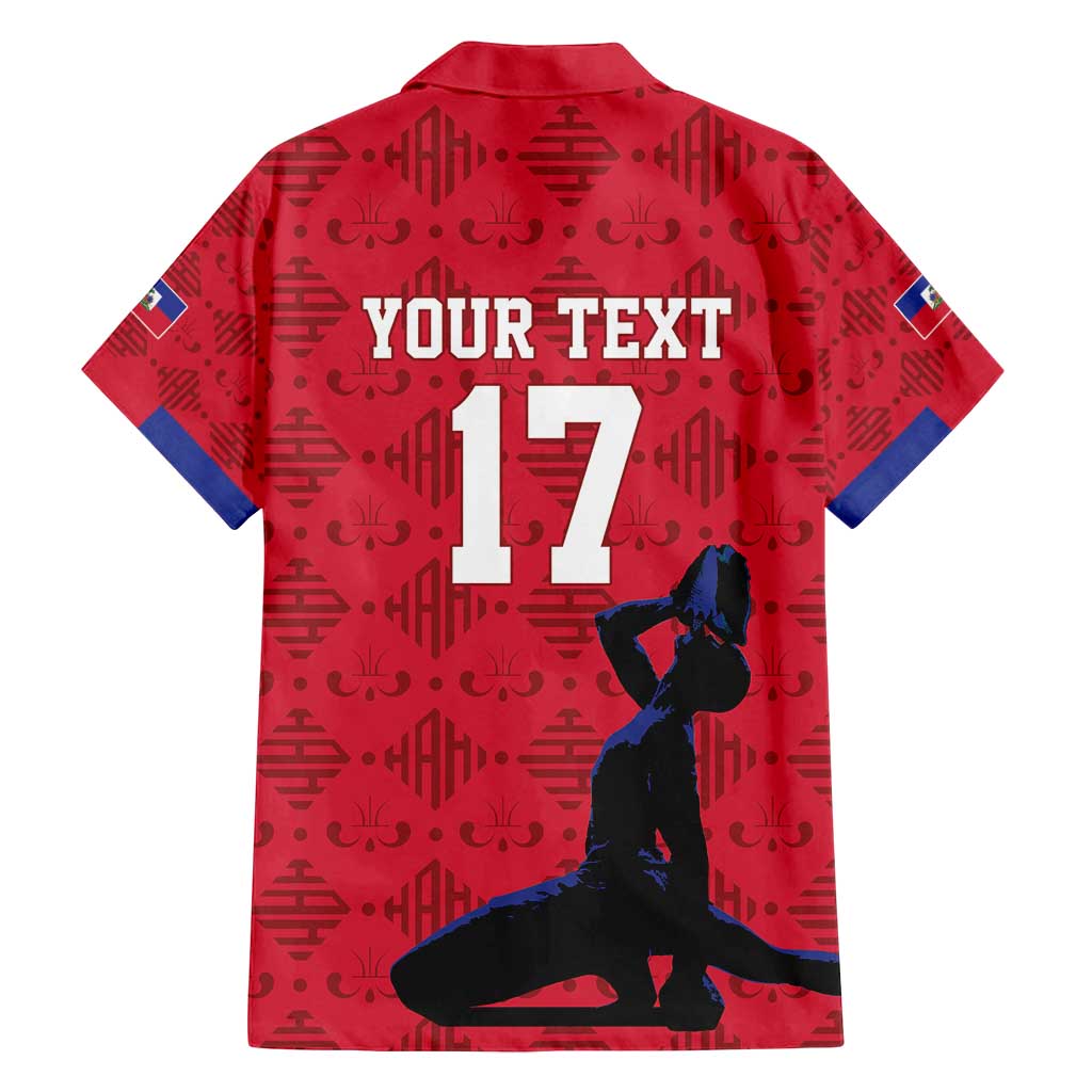 Custom Haiti Football Family Matching Long Sleeve Bodycon Dress and Hawaiian Shirt Come on Les Grenadiers Red Style