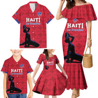 Custom Haiti Football Family Matching Mermaid Dress and Hawaiian Shirt Come on Les Grenadiers Red Style