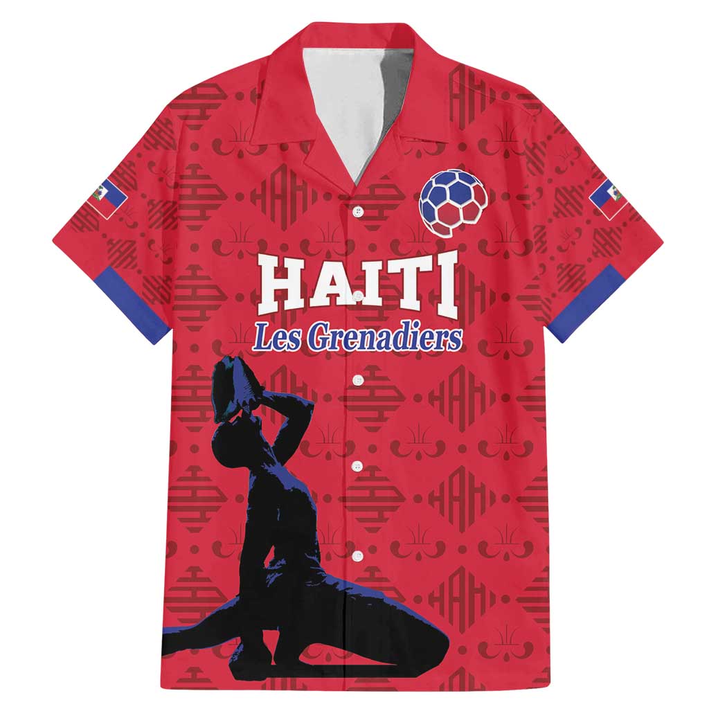 Custom Haiti Football Family Matching Mermaid Dress and Hawaiian Shirt Come on Les Grenadiers Red Style