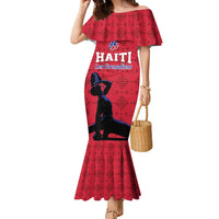 Custom Haiti Football Family Matching Mermaid Dress and Hawaiian Shirt Come on Les Grenadiers Red Style