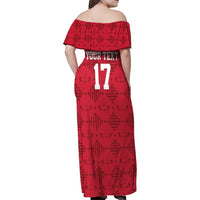 Custom Haiti Football Family Matching Off Shoulder Maxi Dress and Hawaiian Shirt Come on Les Grenadiers Red Style