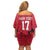 Custom Haiti Football Family Matching Off Shoulder Short Dress and Hawaiian Shirt Come on Les Grenadiers Red Style