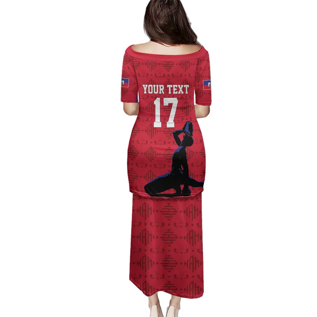 Custom Haiti Football Family Matching Puletasi and Hawaiian Shirt Come on Les Grenadiers Red Style