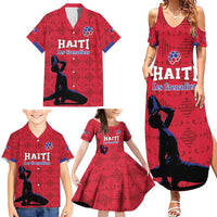 Custom Haiti Football Family Matching Summer Maxi Dress and Hawaiian Shirt Come on Les Grenadiers Red Style