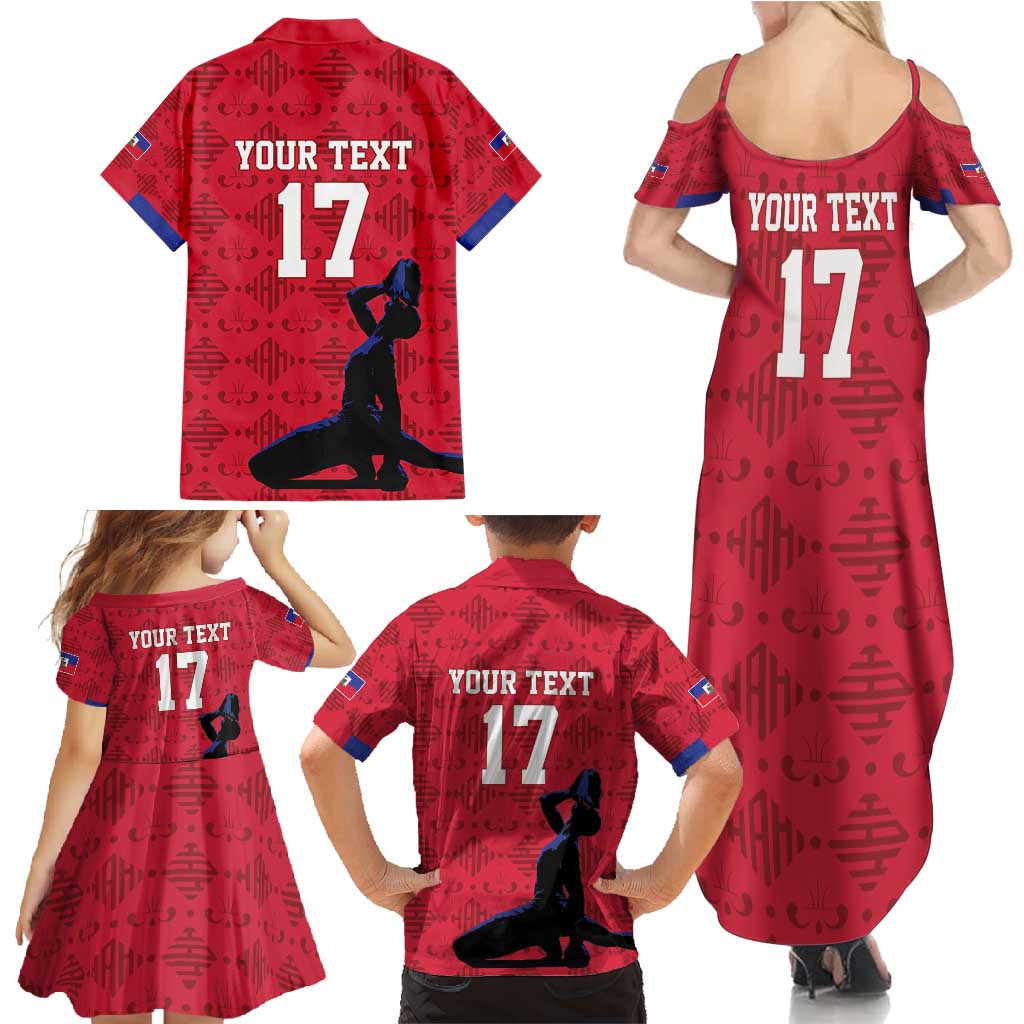 Custom Haiti Football Family Matching Summer Maxi Dress and Hawaiian Shirt Come on Les Grenadiers Red Style
