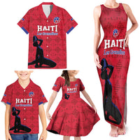 Custom Haiti Football Family Matching Tank Maxi Dress and Hawaiian Shirt Come on Les Grenadiers Red Style