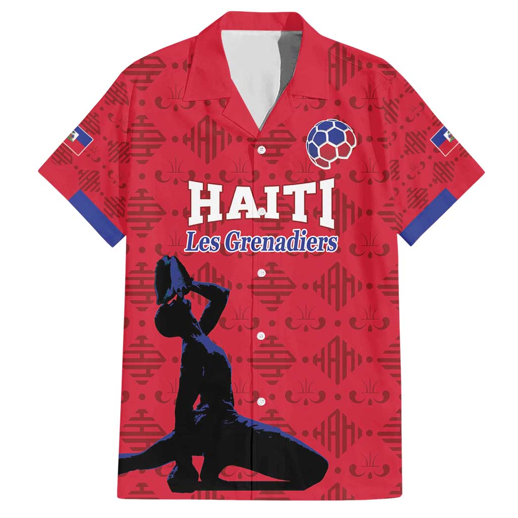 Custom Haiti Football Hawaiian Shirt Come on Les Grenadiers Red Style