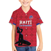 Custom Haiti Football Kid Hawaiian Shirt Come on Les Grenadiers Red Style