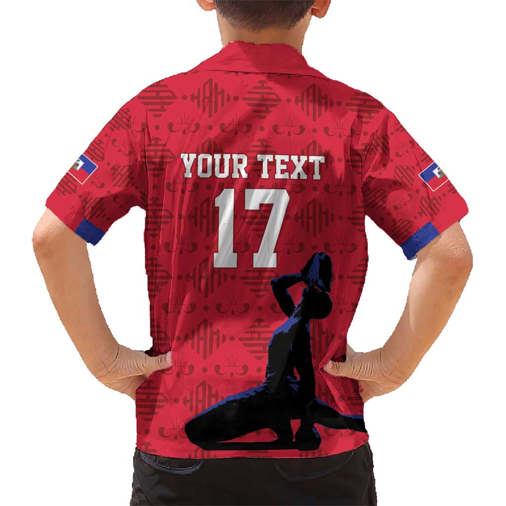Custom Haiti Football Kid Hawaiian Shirt Come on Les Grenadiers Red Style